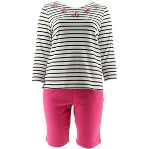 Quacker Factory Sequin Splash 3-Pc Knit Wardrobe Set Anchor Black LG NEW A288533